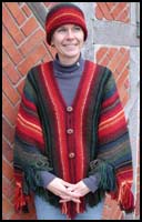 Fiery Fall Striped Shawl knit as Poncho